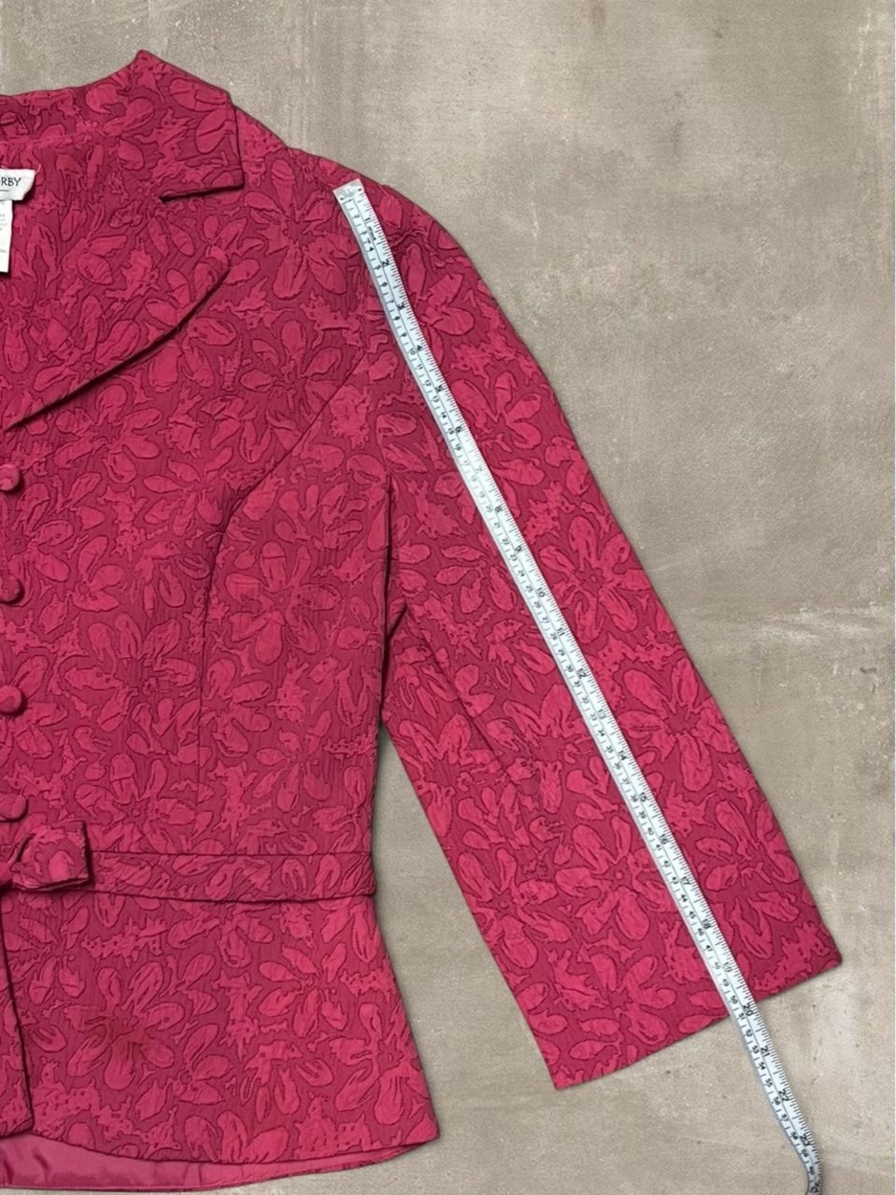 Miss Dorby Pink Floral Textured Jacket Blazer Size 16 Vintage - Picture 4 of 5